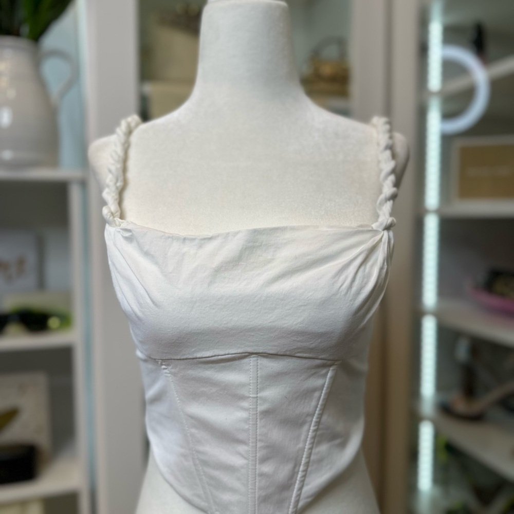 White Corset Top with Twisted Straps